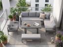 MeXo Gartenlounge-Set XXL 6-tlg. Grau Aluminium mit Esstisch Bild 3