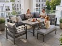 MeXo Gartenlounge-Set XXL 6-tlg. Grau Aluminium mit Esstisch Bild 4