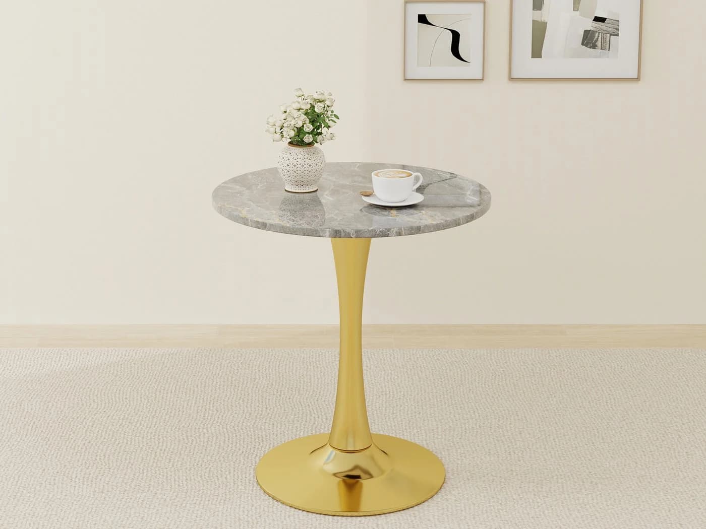 GLP Runder Esstisch Sinterstein Marmoroptik Gold/Anthrazit - Bild 2