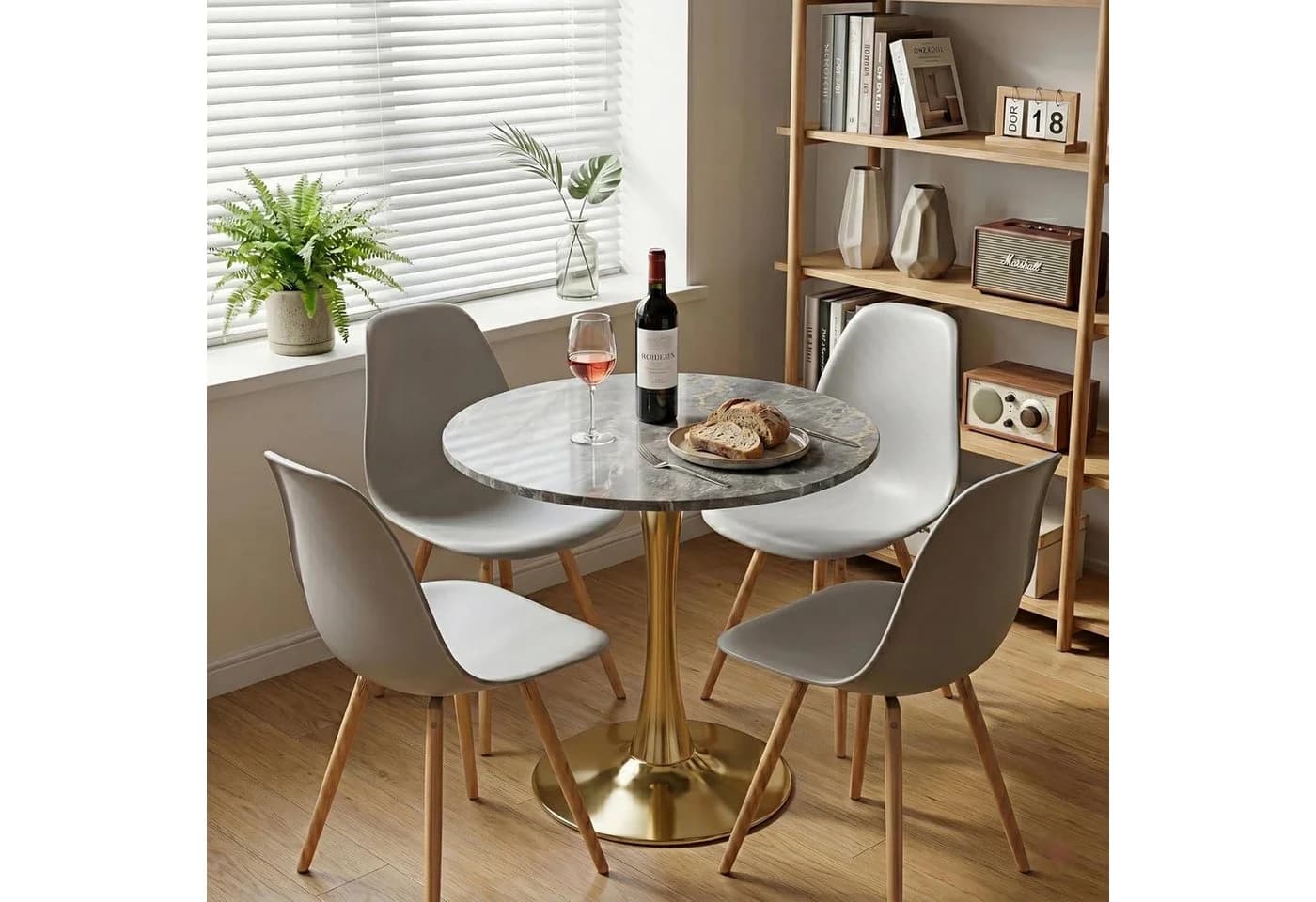 GLP Runder Esstisch Sinterstein Marmoroptik Gold/Anthrazit - Bild 4