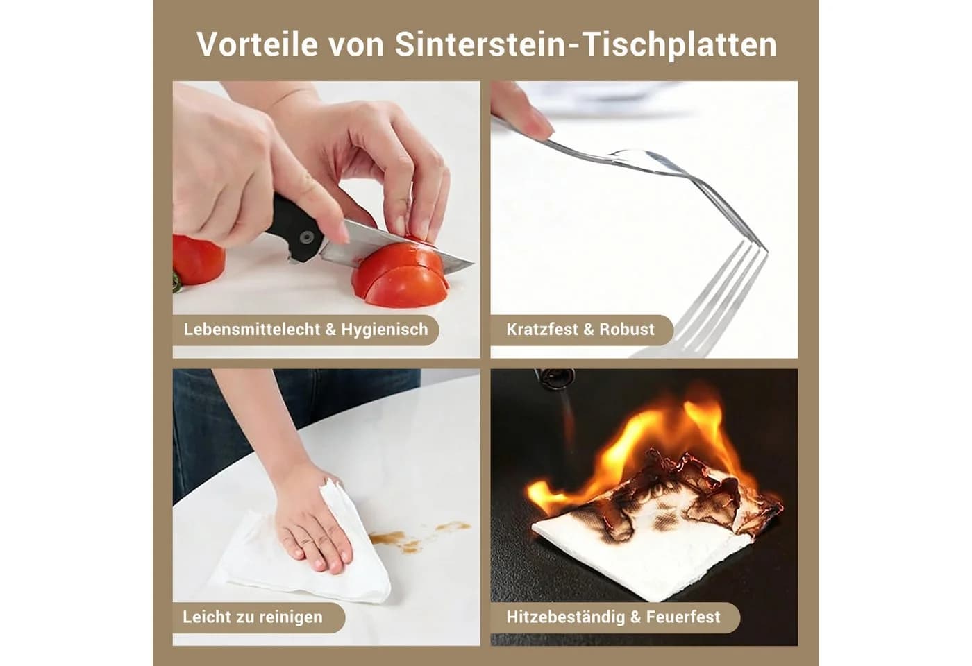 GLP Runder Esstisch Sinterstein Marmoroptik Gold/Anthrazit - Bild 5