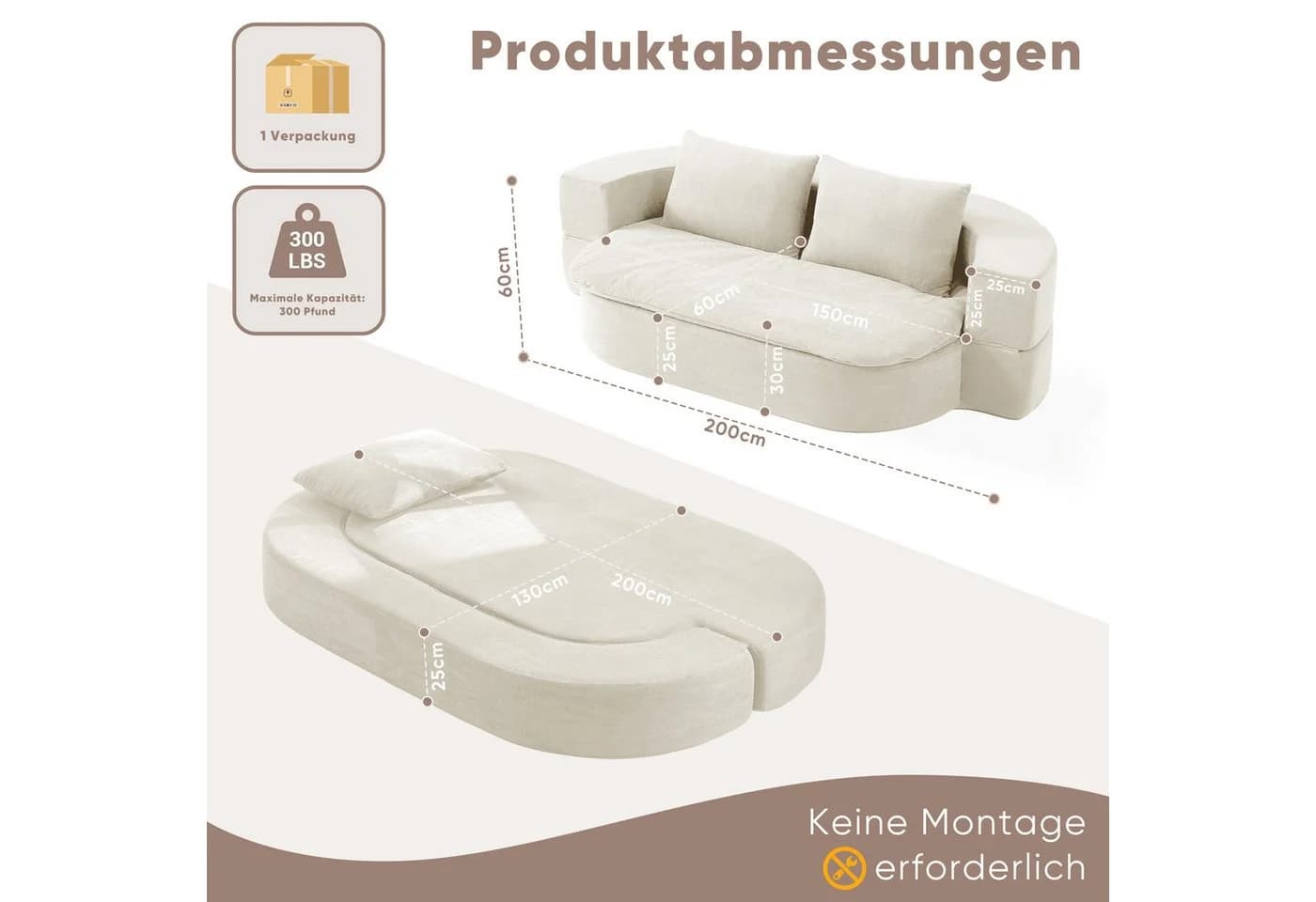 GLP Schlafsofa Klappsofa 2-Sitzer mit Schlaffunktion Set - Bild 3