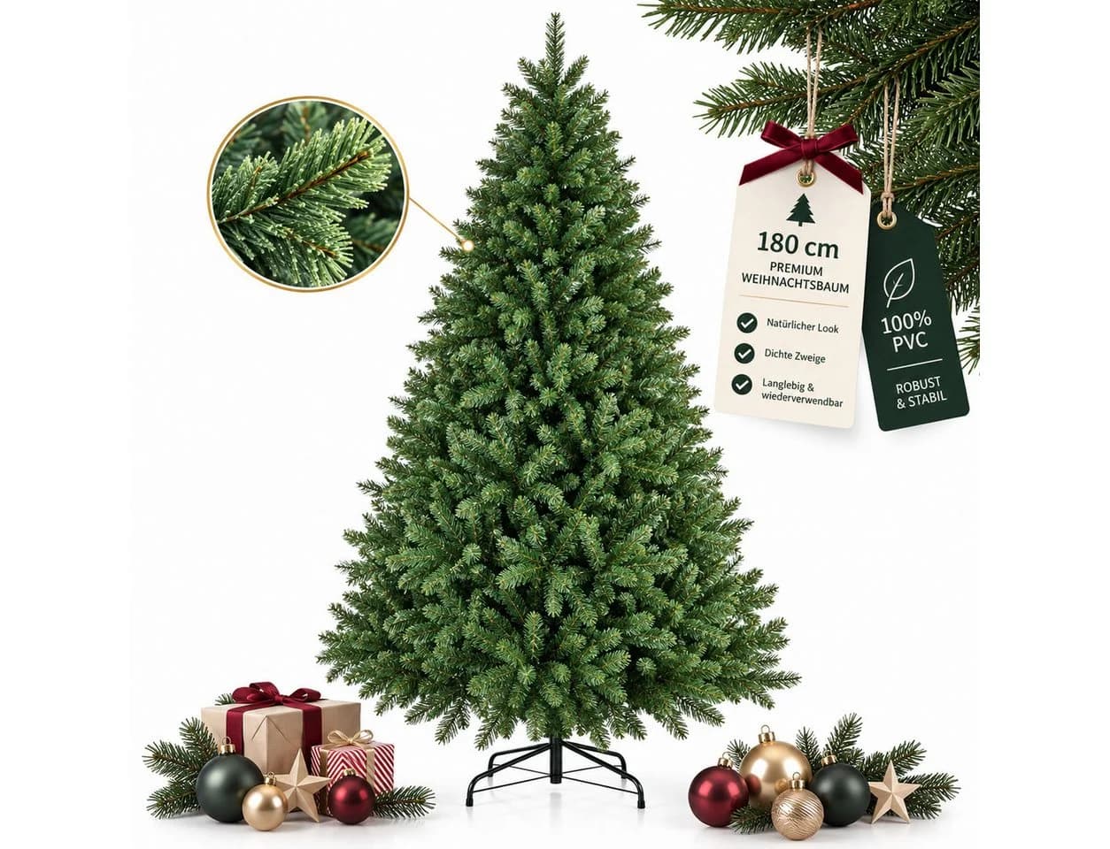 PHILODECO Künstlicher Weihnachtsbaum 180cm Grün PVC - Bild 2
