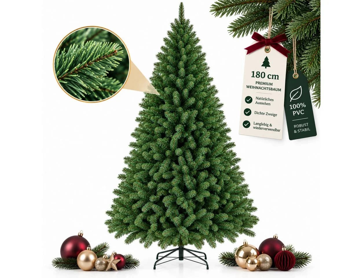 PHILODECO Künstlicher Weihnachtsbaum 180cm Grün PVC - Bild 2
