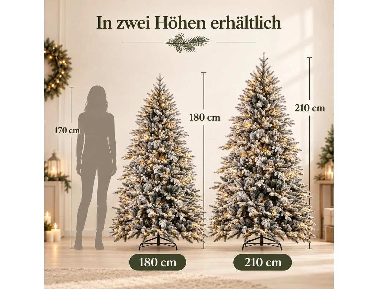 PHILODECO Künstlicher Weihnachtsbaum mit LED-Beleuchtung und Schneebeflockung - Bild 3