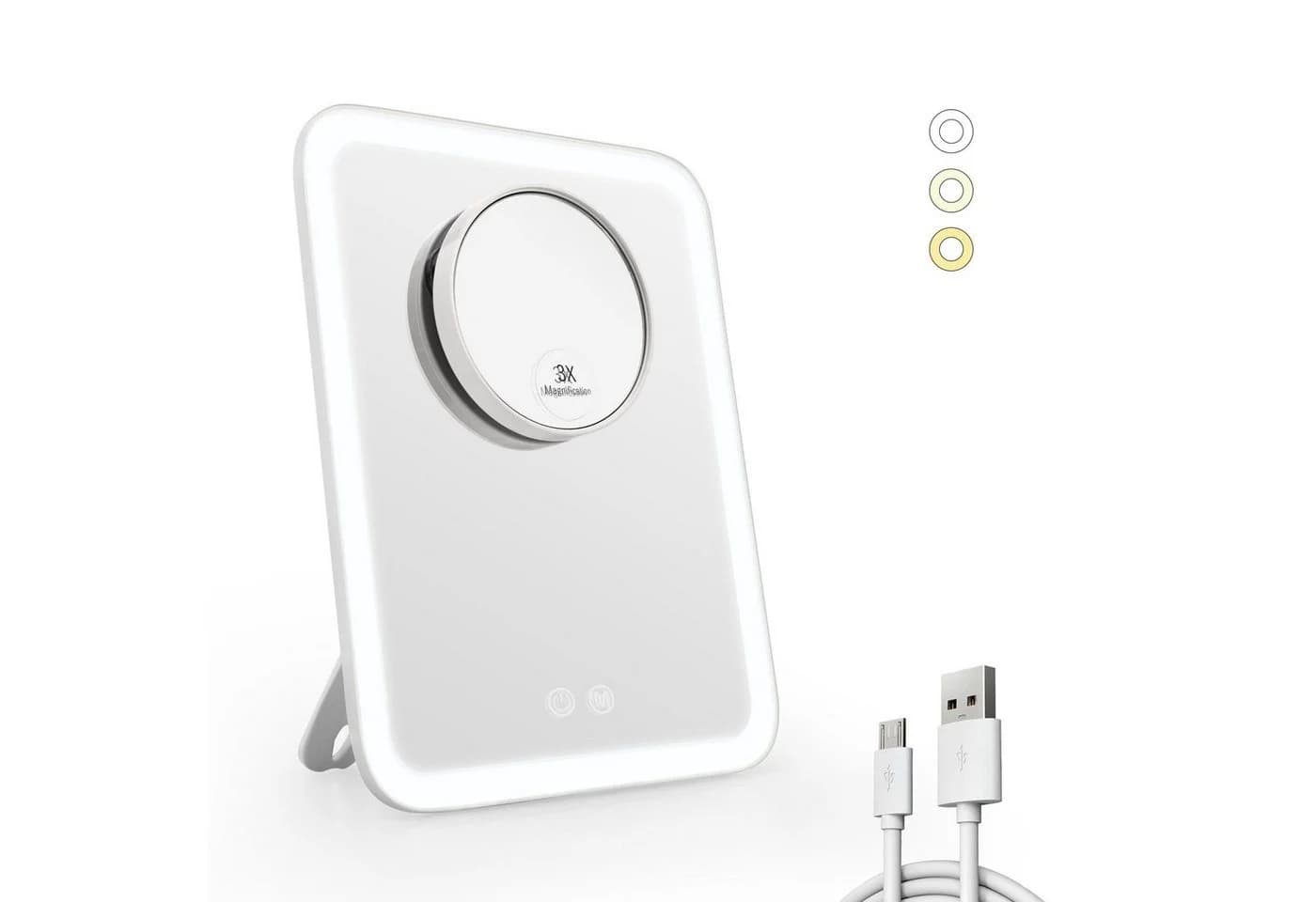 EMKE Kosmetikspiegel mit LED-Beleuchtung, 3-fach Vergrößerung & Akku - Bild 2