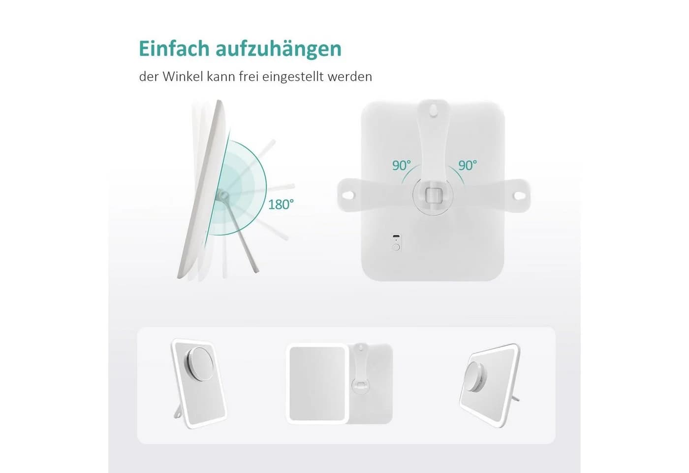 EMKE Kosmetikspiegel mit LED-Beleuchtung, 3-fach Vergrößerung & Akku - Bild 5