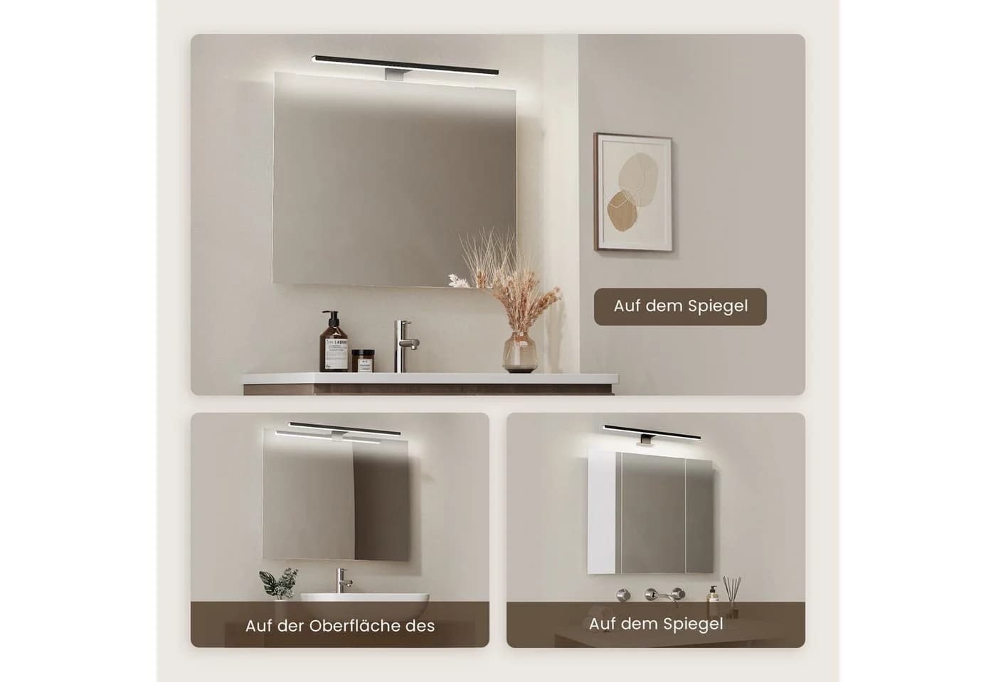 EMKE LED Spiegelleuchte 40cm Schwarz Chrom IP40 - Bild 5