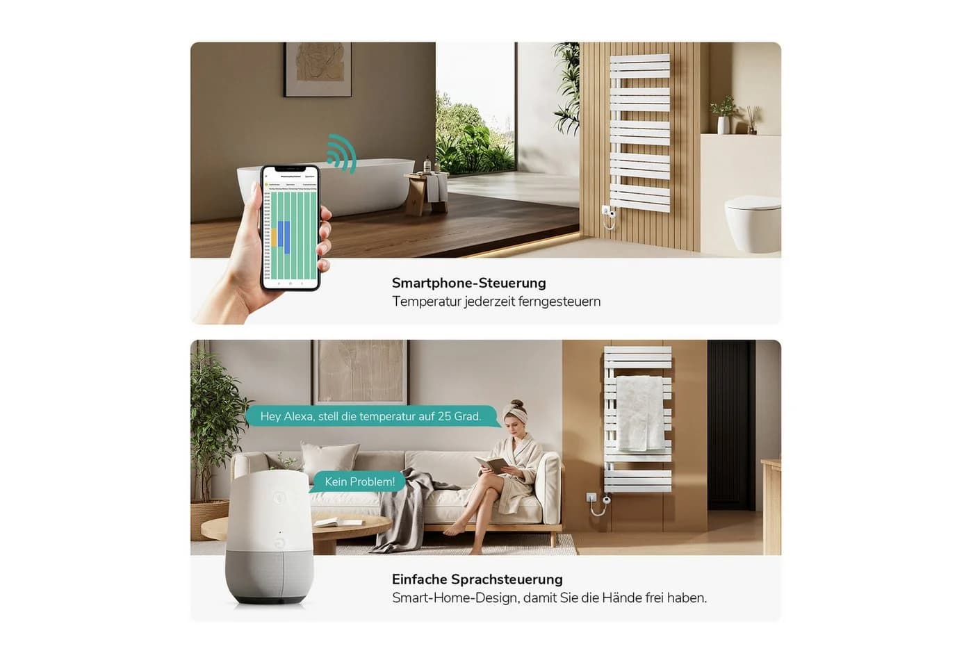 EMKE Elektrischer Badheizkörper mit WLAN App Steuerung & Thermostat - Bild 5