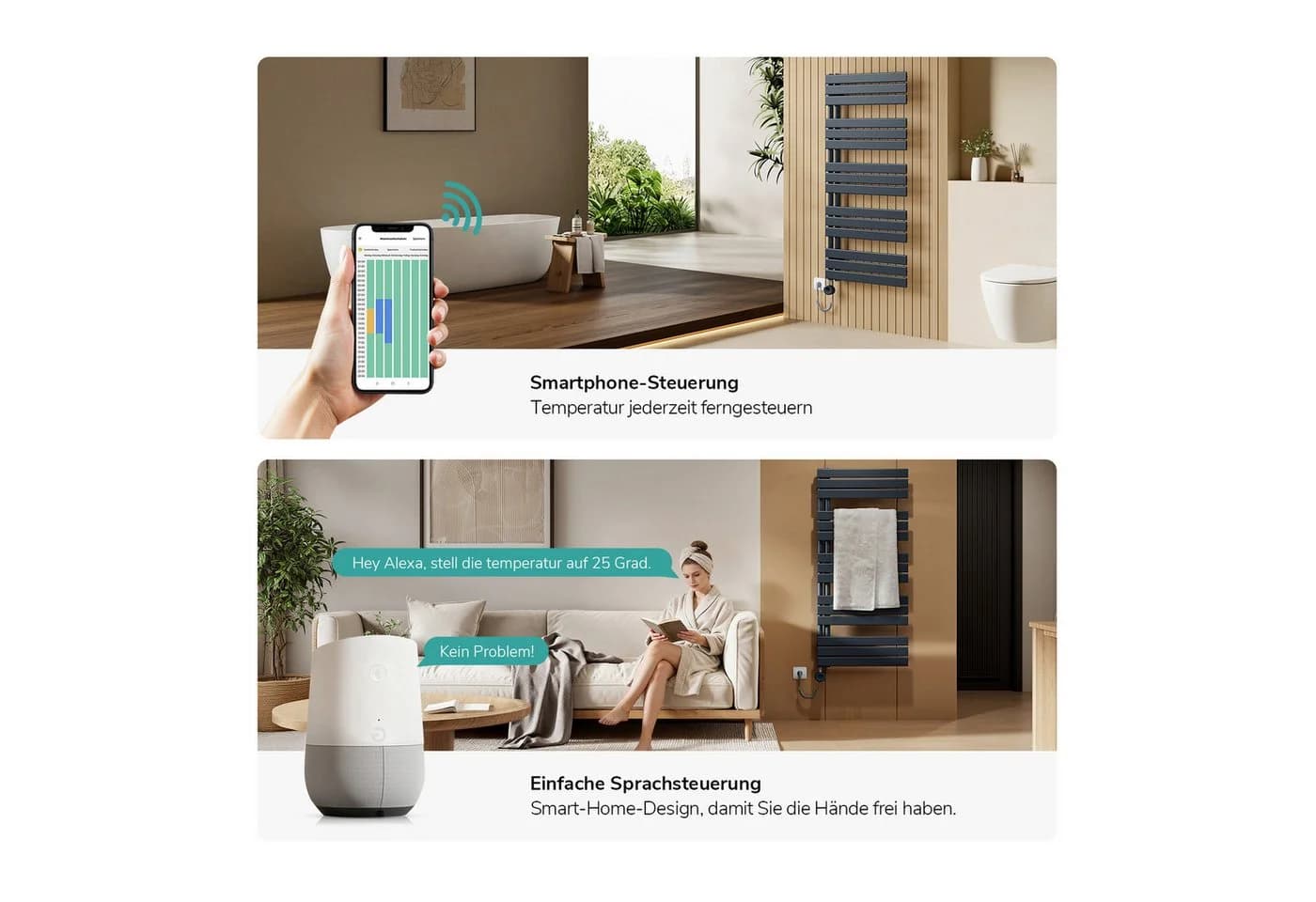 EMKE Elektrischer Badheizkörper WIFI App Steuerung Intelligenter Thermostat - Bild 5