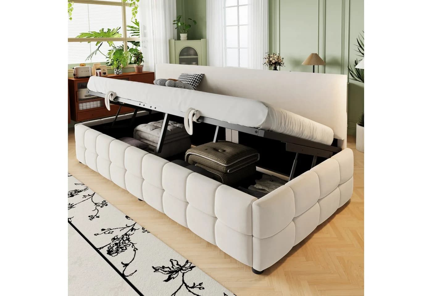 Odikalo Schlafsofa Polsterbett Sofabett Stauraumbett 90x200 cm Hydraulisch - Bild 2