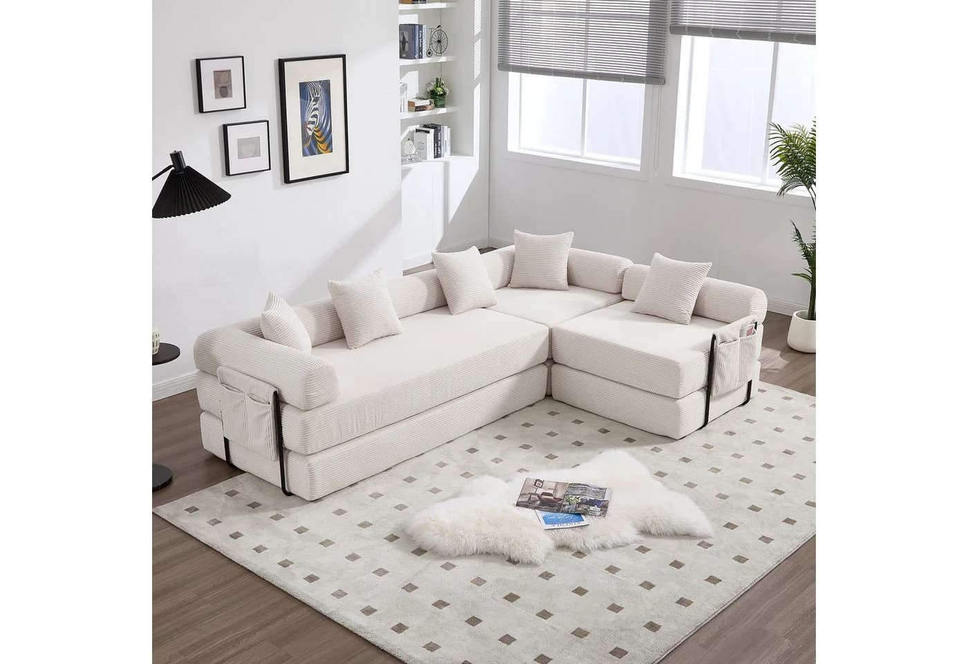 Odikalo Ecksofa 4-Sitzer Modular Bunt mit Schlaffunktion - Bild 2