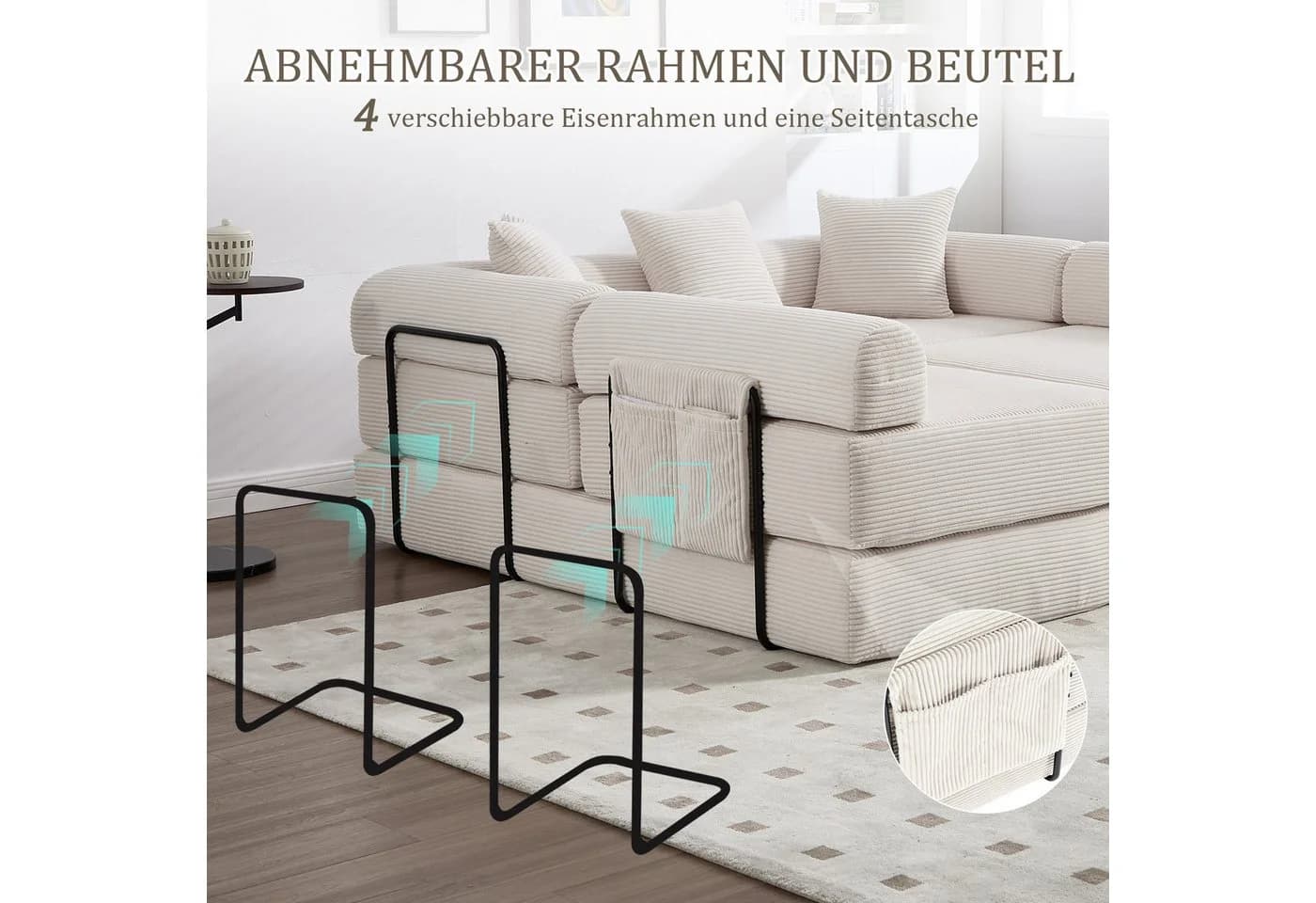 Odikalo Ecksofa 4-Sitzer Modular Bunt mit Schlaffunktion - Bild 3
