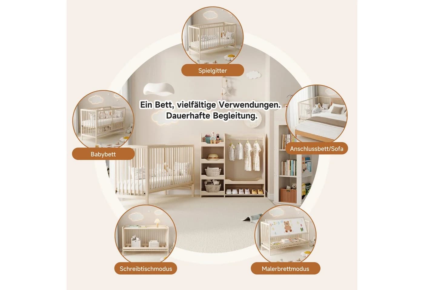 Odikalo Babybett Multifunktional Umwandelbar Nebenbett Malerbrettständer Schreibtisch - Bild 5
