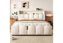 Odikalo Polsterbett 140x200 Samt Grau Beige LED Stauraum Bild 1
