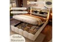 Odikalo Polsterbett 140x200 Samt Grau Beige LED Stauraum Bild 3