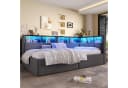 Odikalo Schlafsofa Schlafcouch mit LED-Beleuchtung Grau/Beige Bild 2