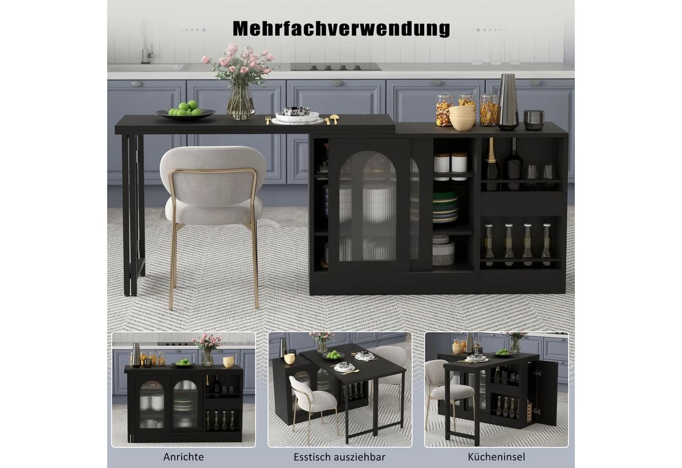 Odikalo Bartisch Sideboard mit Esstisch, Ausziehbar, Drehbar - Bild 5