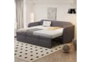 Odikalo Schlafsofa Schlafcouch mit Lattenrost 90x190 180x190, Auszug, Polsterbett Ausziehbares Schlafsofa 90/180*190 cm, mit vertikalen Streifen, mit Lattenrost, Multifunktionsbett, komfortabler und atmungsaktiver Leinenstoff, Grau Bild 1