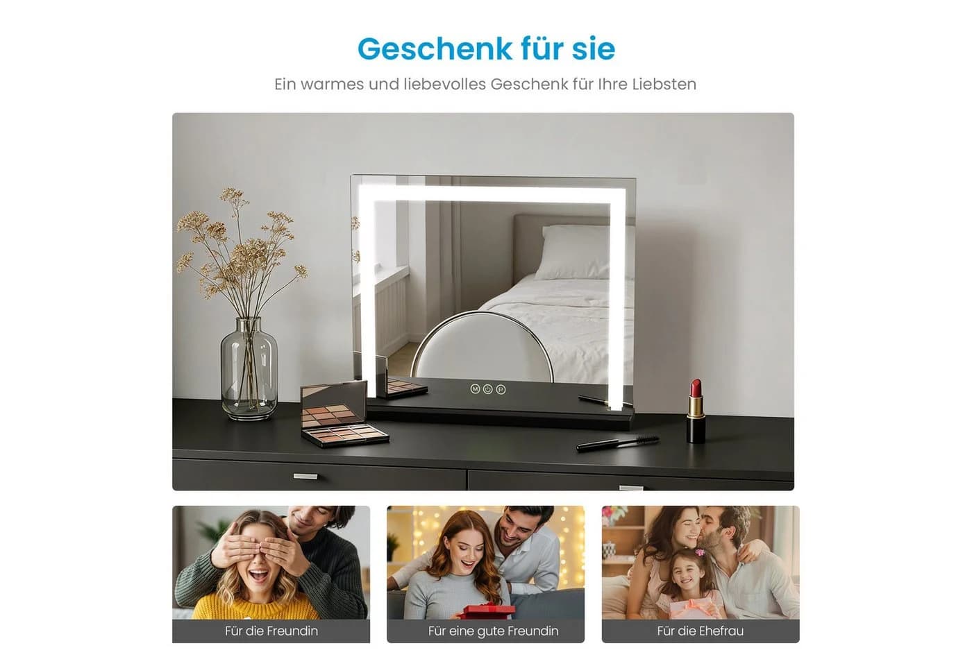 MEYKOERS Schminkspiegel mit LED-Beleuchtung und Dimmfunktion - Bild 4