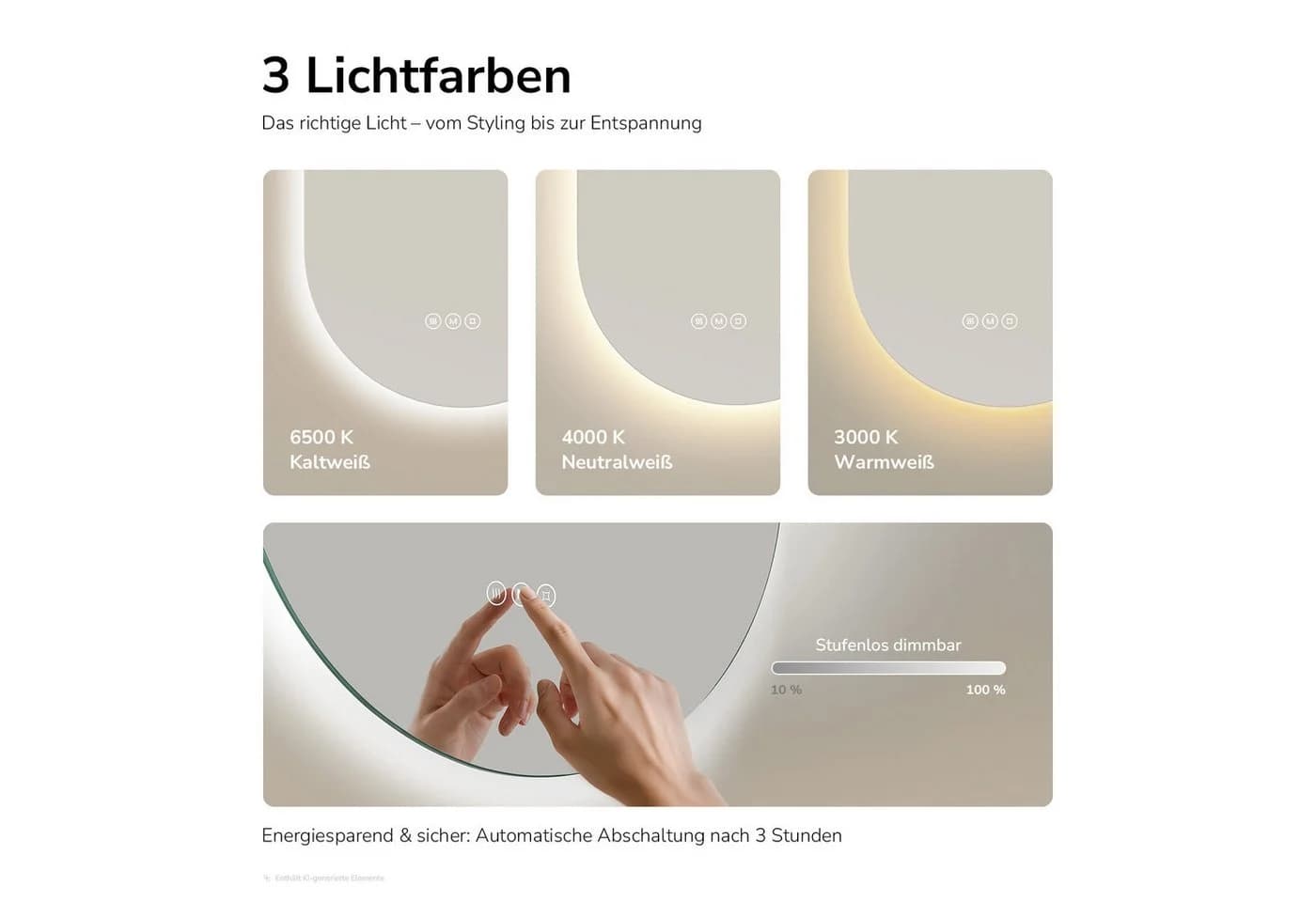 EMKE LED Badspiegel Oval Dimmbar Antibeschlag - Bild 3