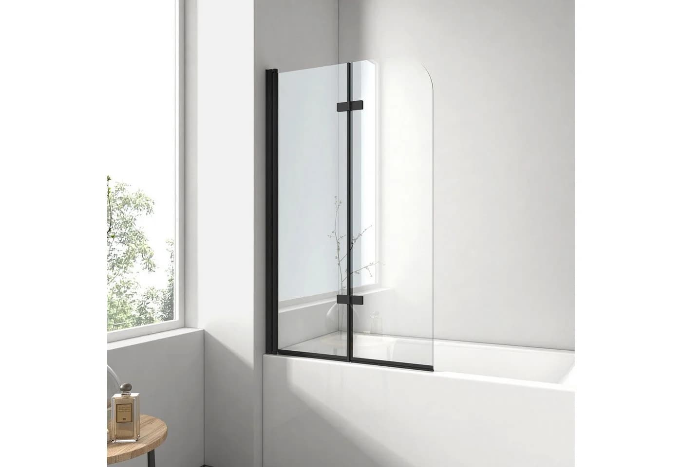 EMKE Duschwand für Badewanne 100x140cm Klarglas Chrom - Bild 2