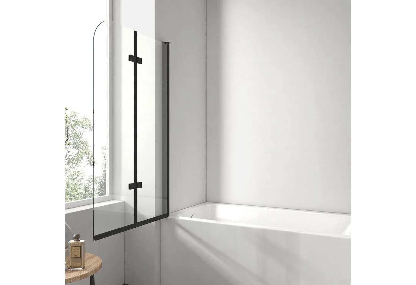 EMKE Duschwand für Badewanne 100x140cm Klarglas Chrom - Bild 3