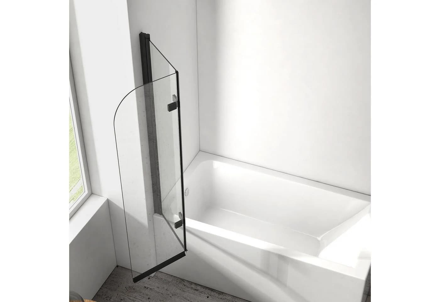 EMKE Duschwand für Badewanne 100x140cm Klarglas Chrom - Bild 4