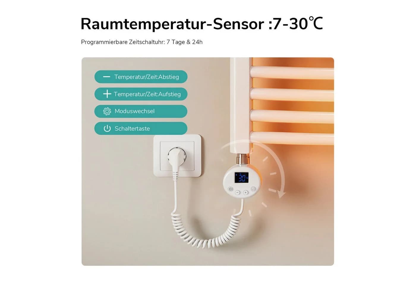 EMKE Elektrischer Handtuchwärmer mit WLAN Steuerung Weiß
