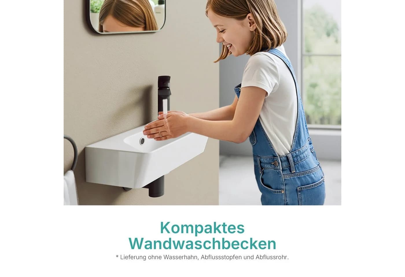 EMKE Hängewaschbecken Keramik Weiß Eckig 40x22,5cm - Bild 4
