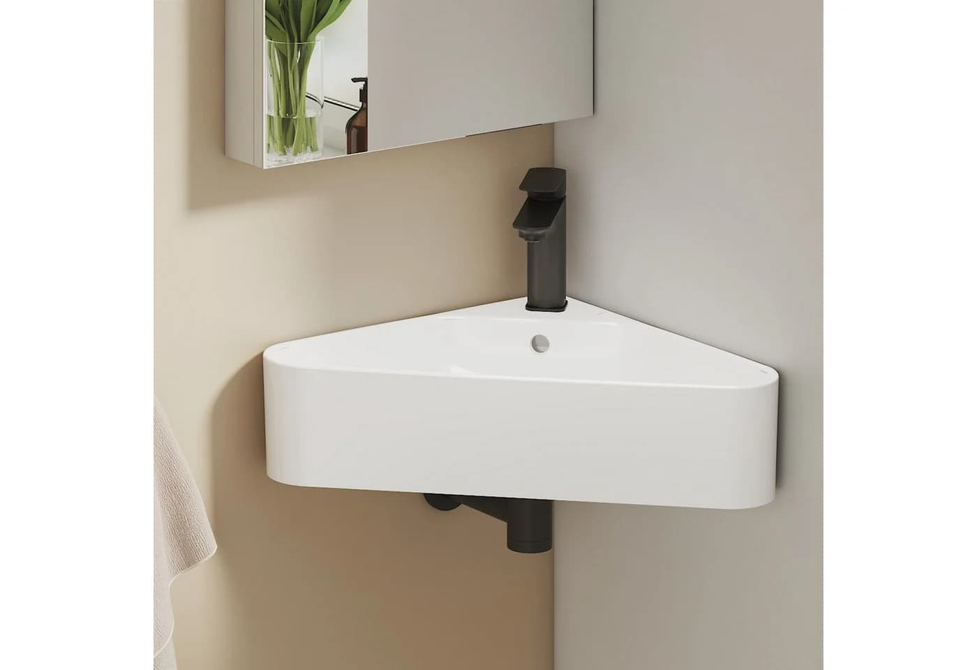 EMKE Hängendes Dreiecks-Waschbecken aus Keramik Modern - Bild 1