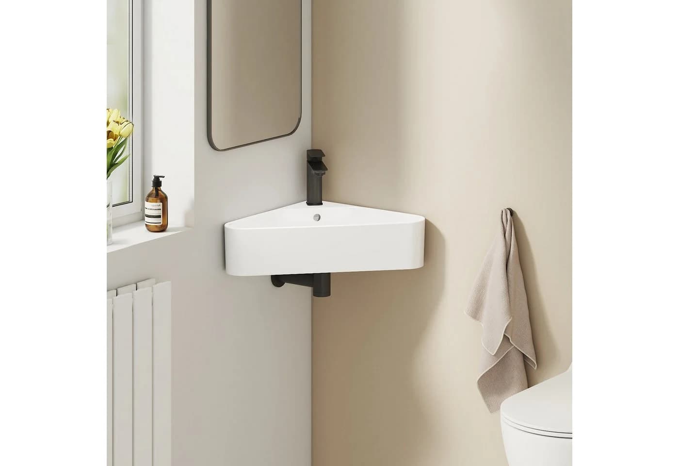 EMKE Hängendes Dreiecks-Waschbecken aus Keramik Modern - Bild 2