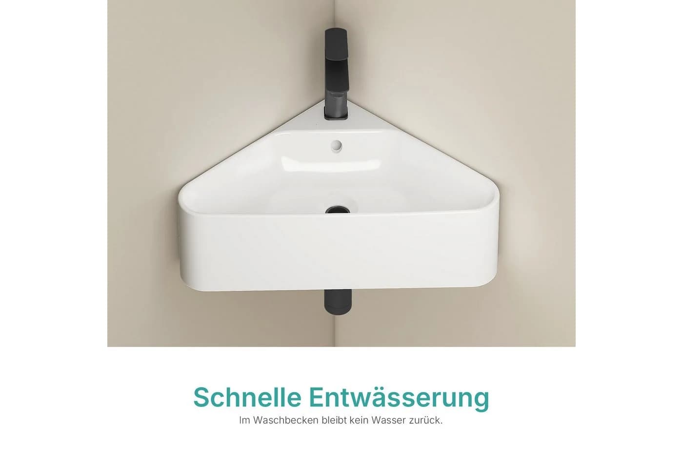 EMKE Hängendes Dreiecks-Waschbecken aus Keramik Modern - Bild 3