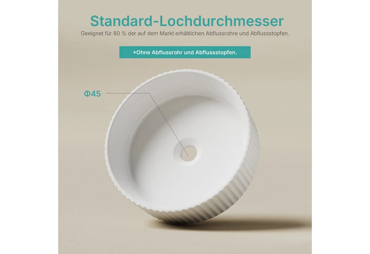 EMKE Aufsatzwaschbecken Keramik Rund 36 cm Weiß