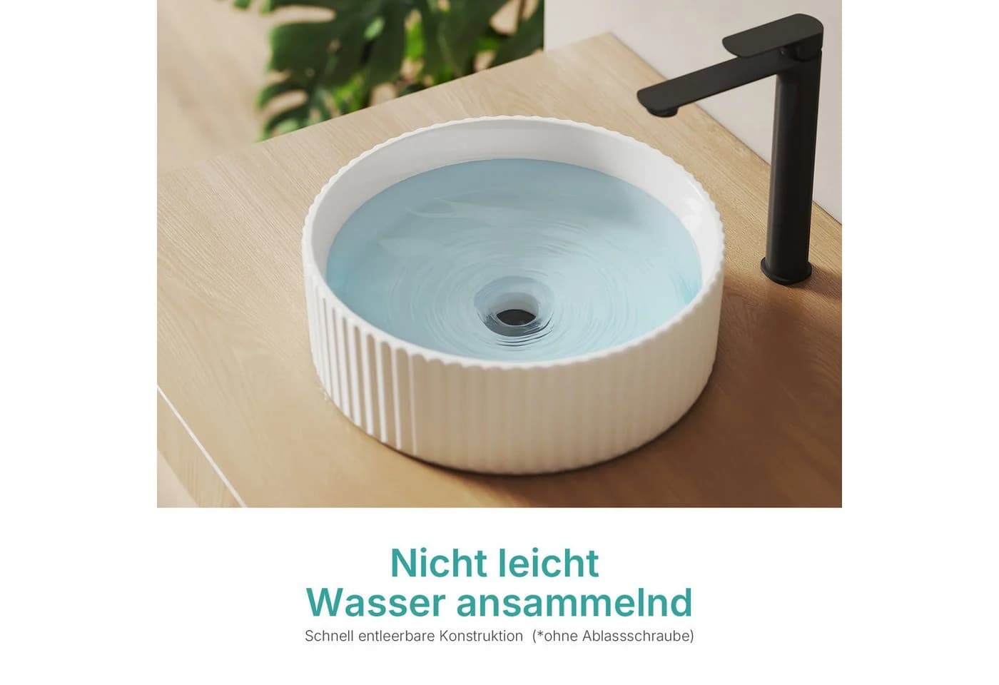 EMKE Aufsatzwaschbecken Keramik Rund 36 cm Weiß - Bild 3