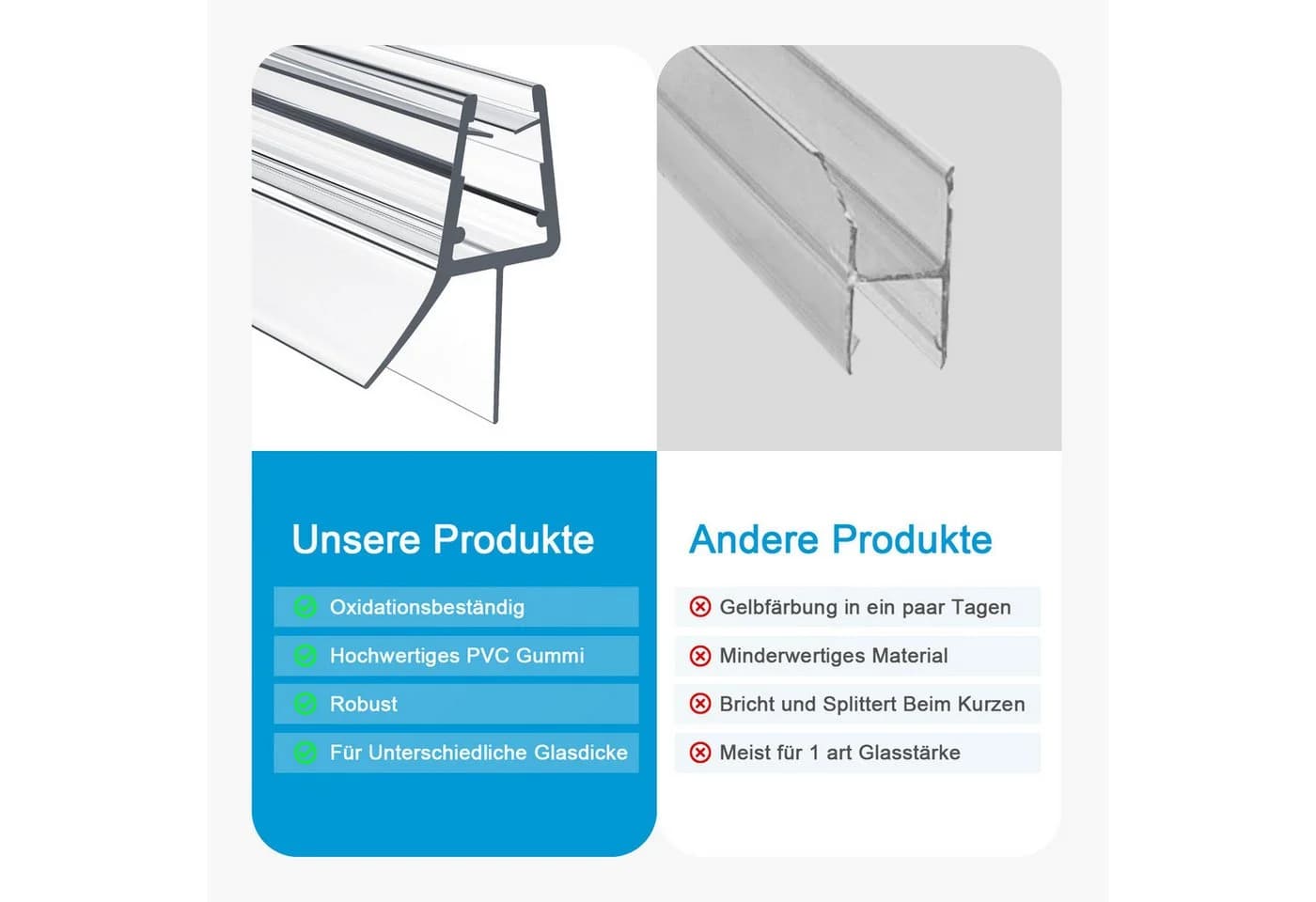 MEYKOERS Duschdichtung Ersatzdichtung 80 cm Transparent PVC - Bild 5