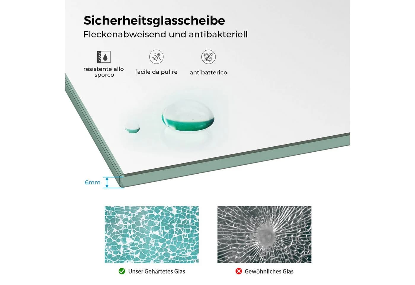 MEYKOERS Badewannenaufsatz Duschabtrennung Faltbar 6mm Sicherheitsglas Schwarz - Bild 3