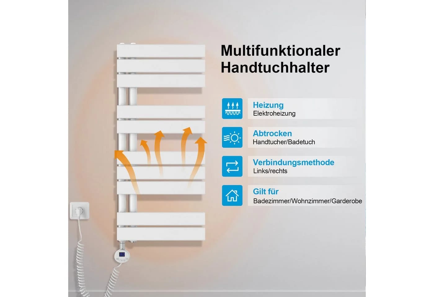 MEYKOERS Elektrischer Badheizkörper Elektro-Handtuchtrockner Mit Thermostat - Bild 3