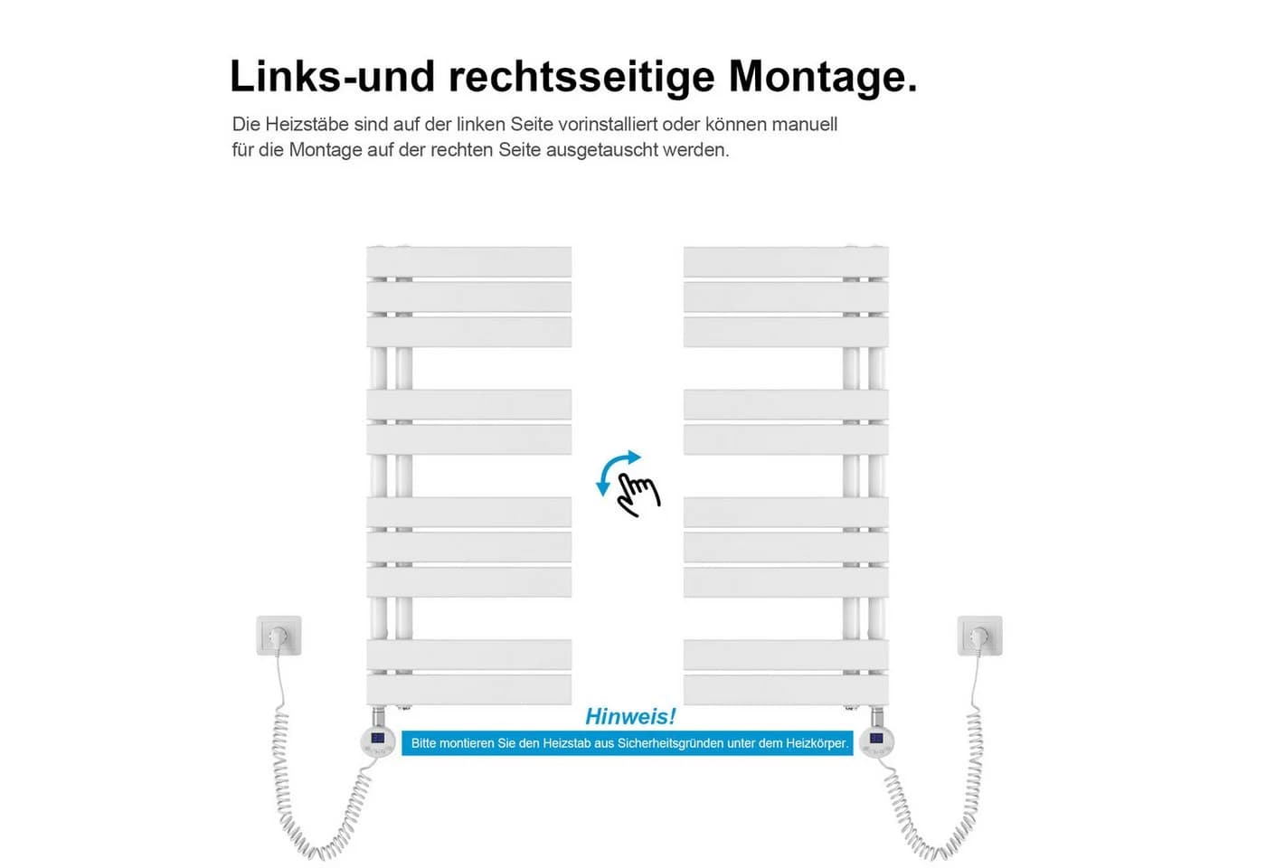 MEYKOERS Elektrischer Badheizkörper Elektro-Handtuchtrockner Mit Thermostat - Bild 5