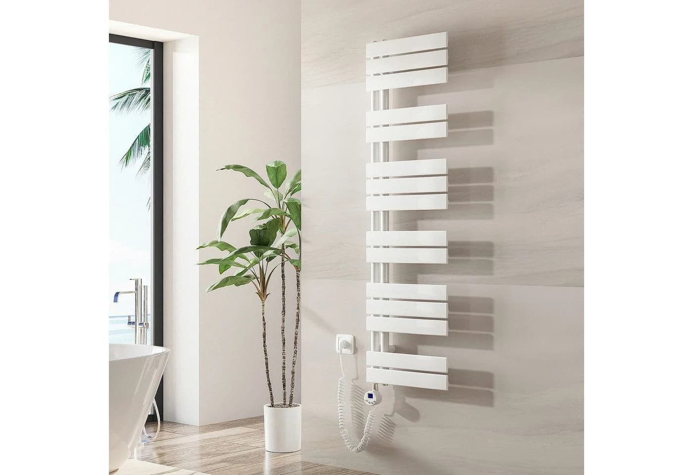 MEYKOERS Elektro Handtuchtrockner mit Thermostat Weiß - Bild 2