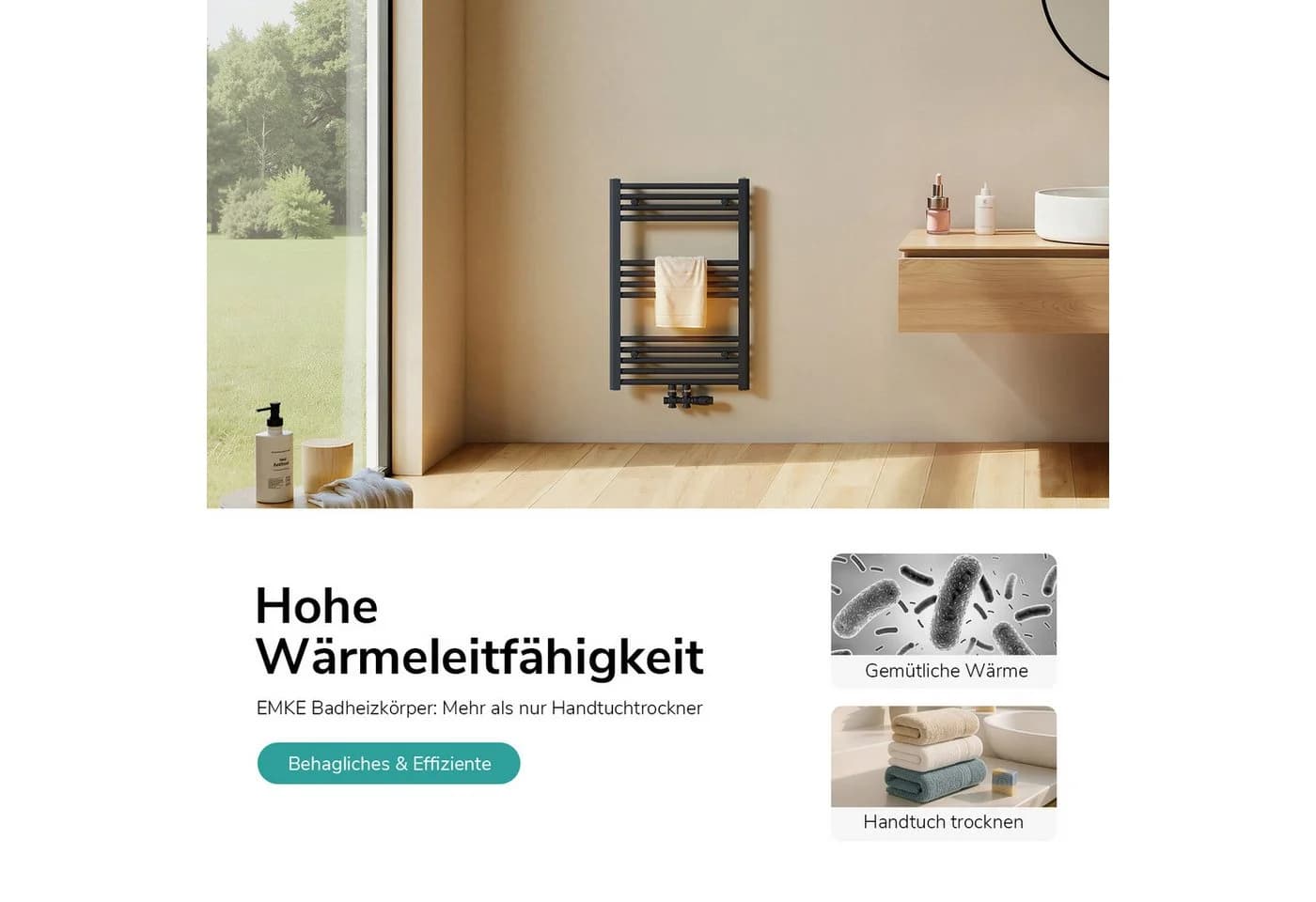 EMKE Badheizkörper Handtuchwärmer Anthrazit Modern