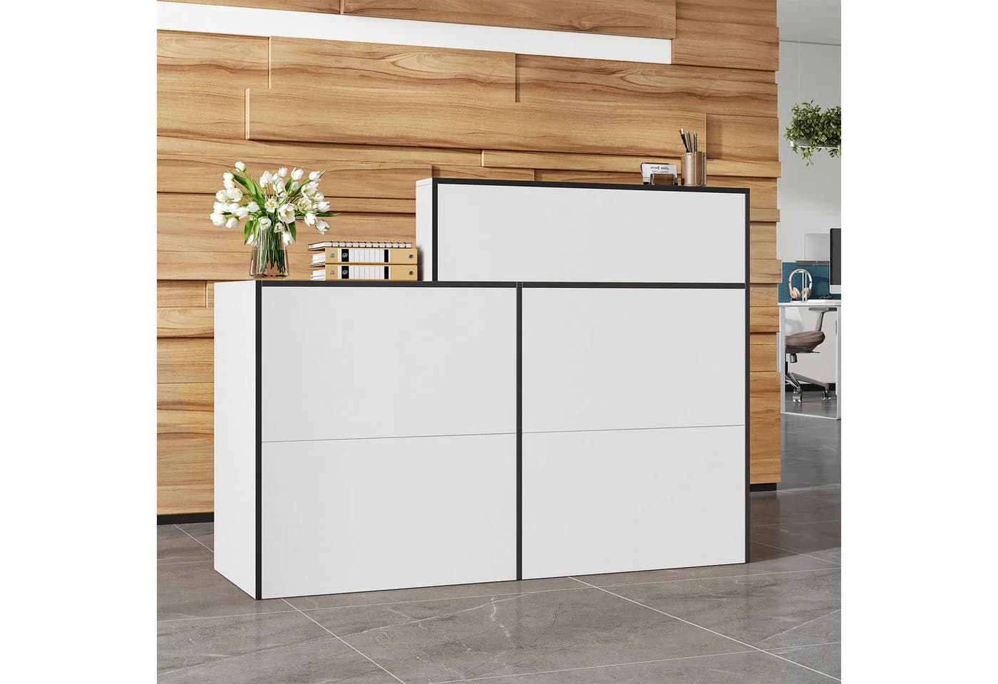 SVEYLXA Empfangstheke 133cm Moderner Schreibtisch für Lobby & Büro
