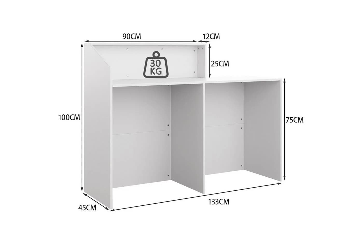 SVEYLXA Empfangstheke 133cm Moderner Schreibtisch für Lobby & Büro - Bild 4