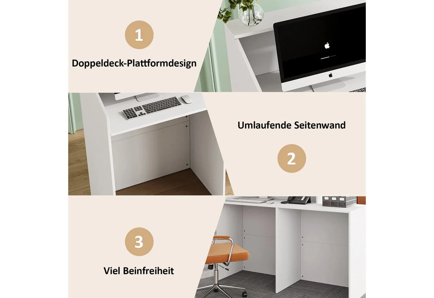 SVEYLXA Empfangstheke 133cm Moderner Schreibtisch für Lobby & Büro - Bild 5