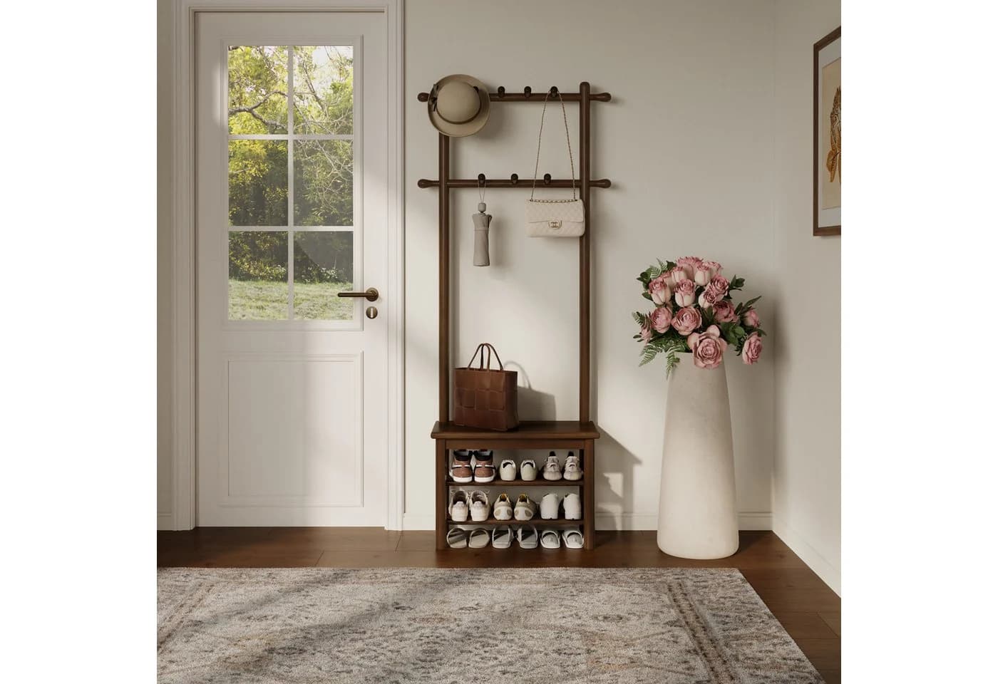 AQIMUELE Garderobe mit Sitzbank und 11 Haken - Bild 4
