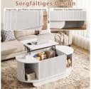 SVEYLXA Höhenverstellbarer Couchtisch mit Stauraum & Schiebetüren Lift-Top Weiß Bild 5