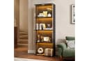 SVEYLXA Vitrine Modern Schwarz/Weiß mit LED-Beleuchtung & Glastüren Bild 2