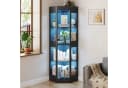 SVEYLXA Eckvitrine mit LED-Beleuchtung und Glastüren Schwarz Bild 3