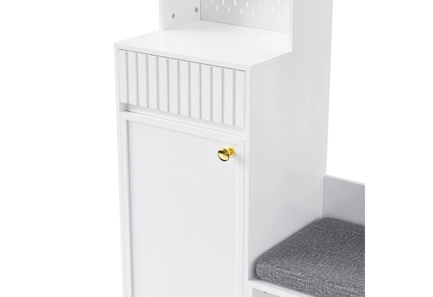 i@home Garderoben-Set Komplett-Set mit Sitzbank, Haken, Türen, Schubladen, Weiß/Schwarz - Bild 5