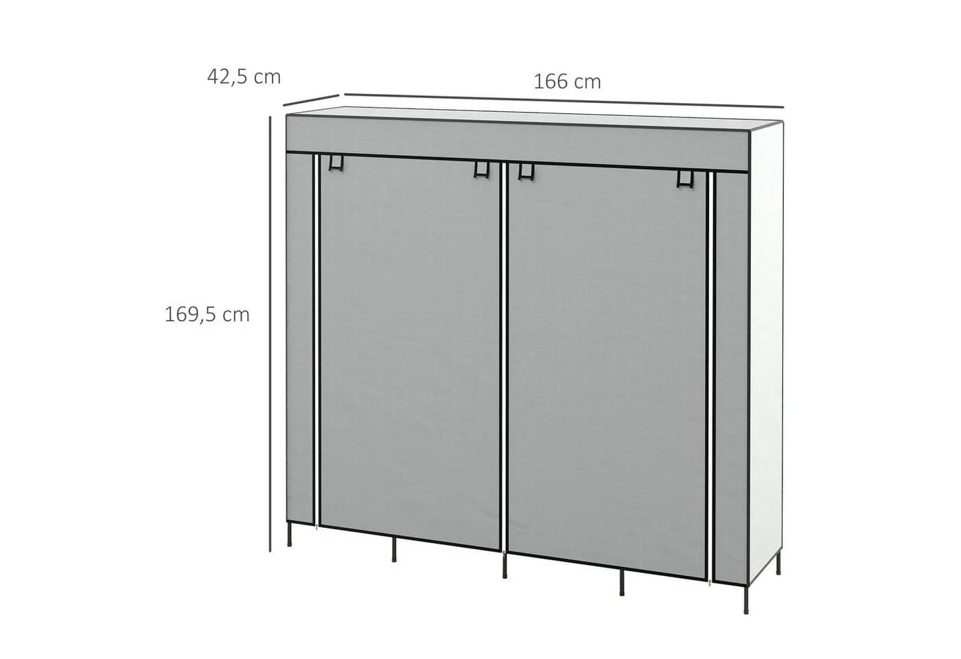 MC Star Kleiderschrank mit Kleiderstange 10 Fächer 4 Schubladen grau - Bild 3